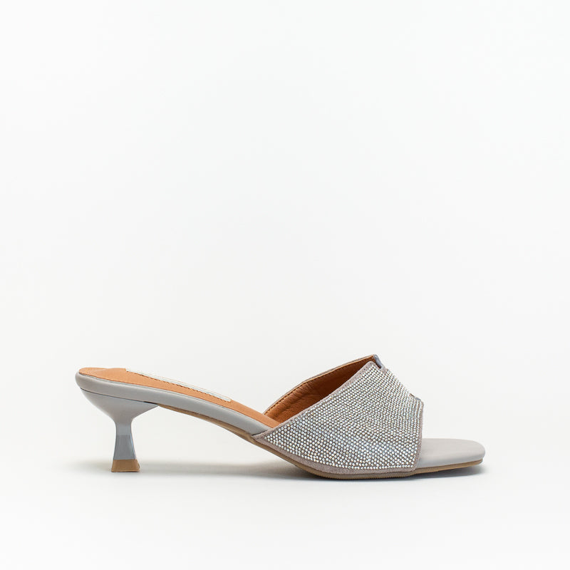 Silver kitten heel outlet mules