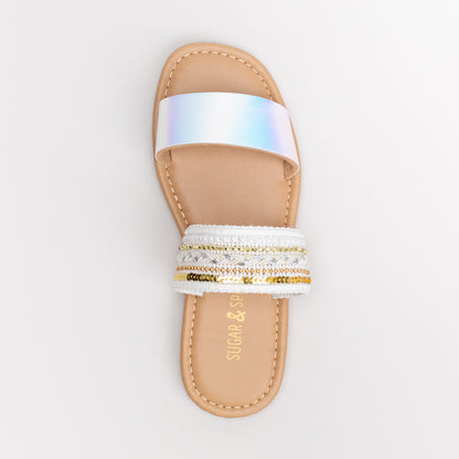 Girls Beaded Mule Sandal _ 155004