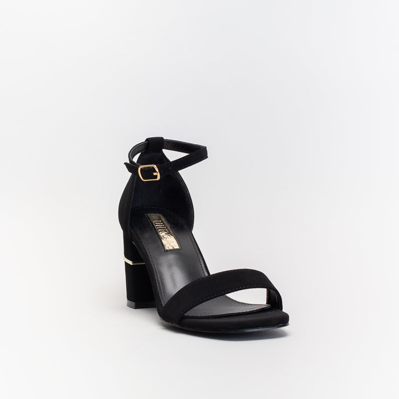 Black and gold low heel sandals sale