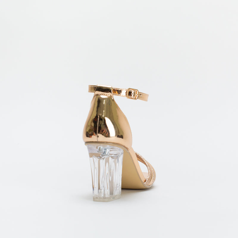 Gold clear block on sale heels