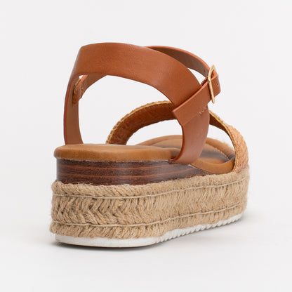 Ladies Unreal Band Flatform Sandal _ 155386